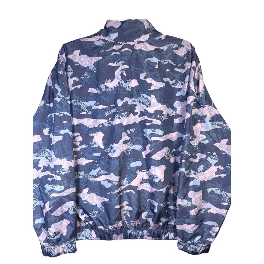 Reebok Windbreaker Women 2XLBlue Pink Excellent Camo Snakeskin Half Zip Pullover